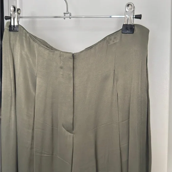 Zara Satin Effect Full Length Dart Pants in Olive - Picture 5 of 8